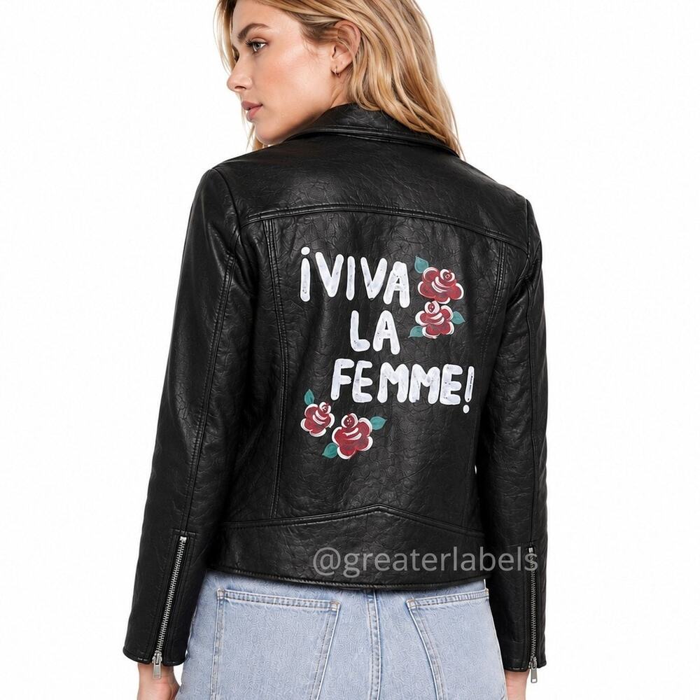 NWT Joie Kameke Viva La Femme Lamb Leather Moto Jacket Black Rare